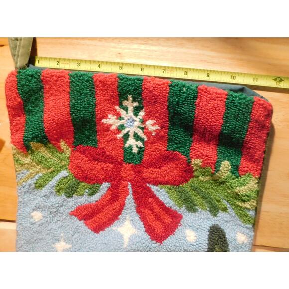 Christmas Bear Stocking Handmade Wool Needlepoint by Jabara Group Vintage - Picture 2 of 9